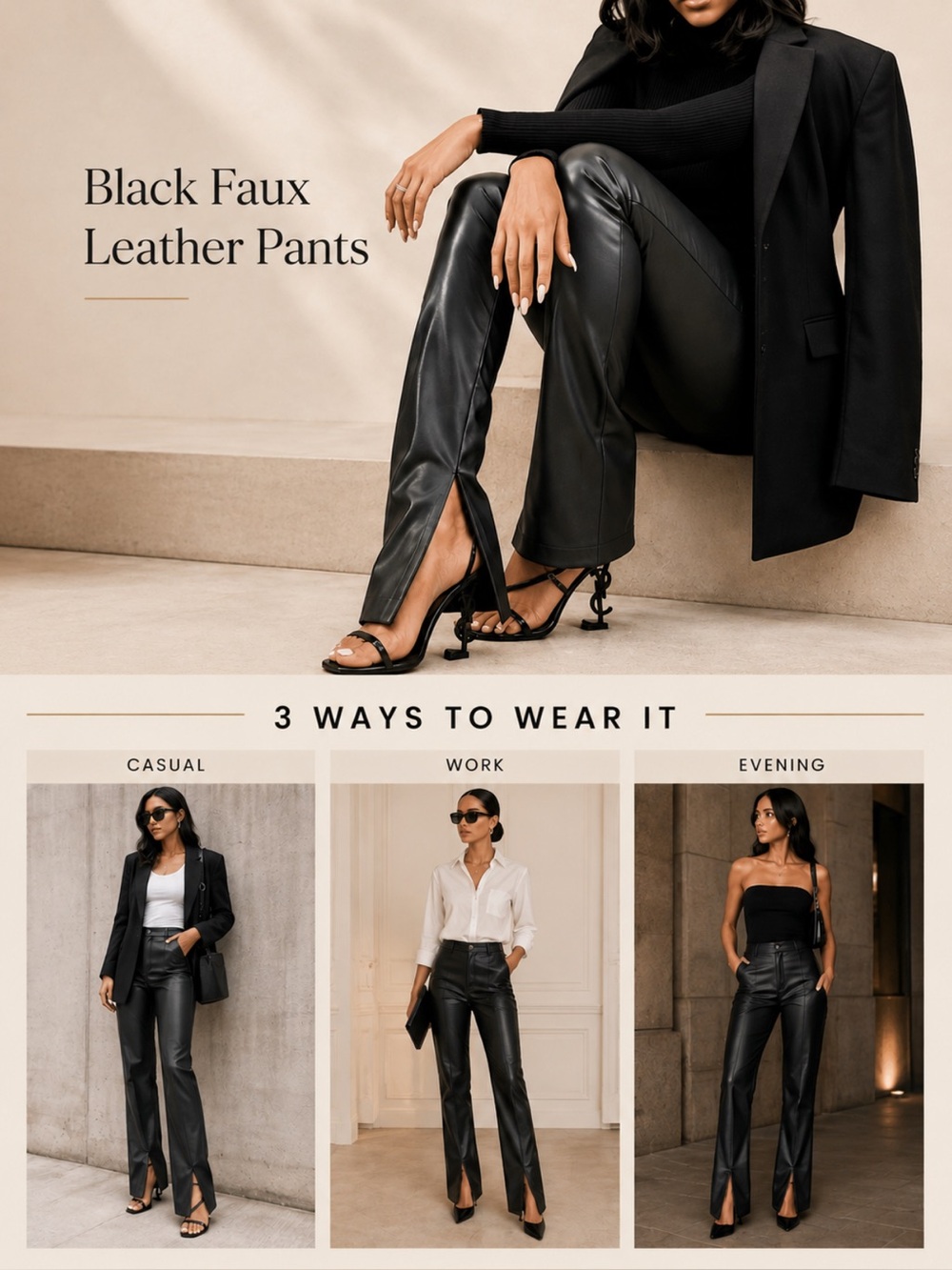 Zara Black Flare Leather Pants